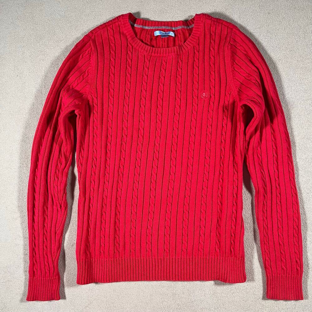 VTG 90s Style Red Preppy Cable Knit Fall Time Sweater Basic Womens Sz M